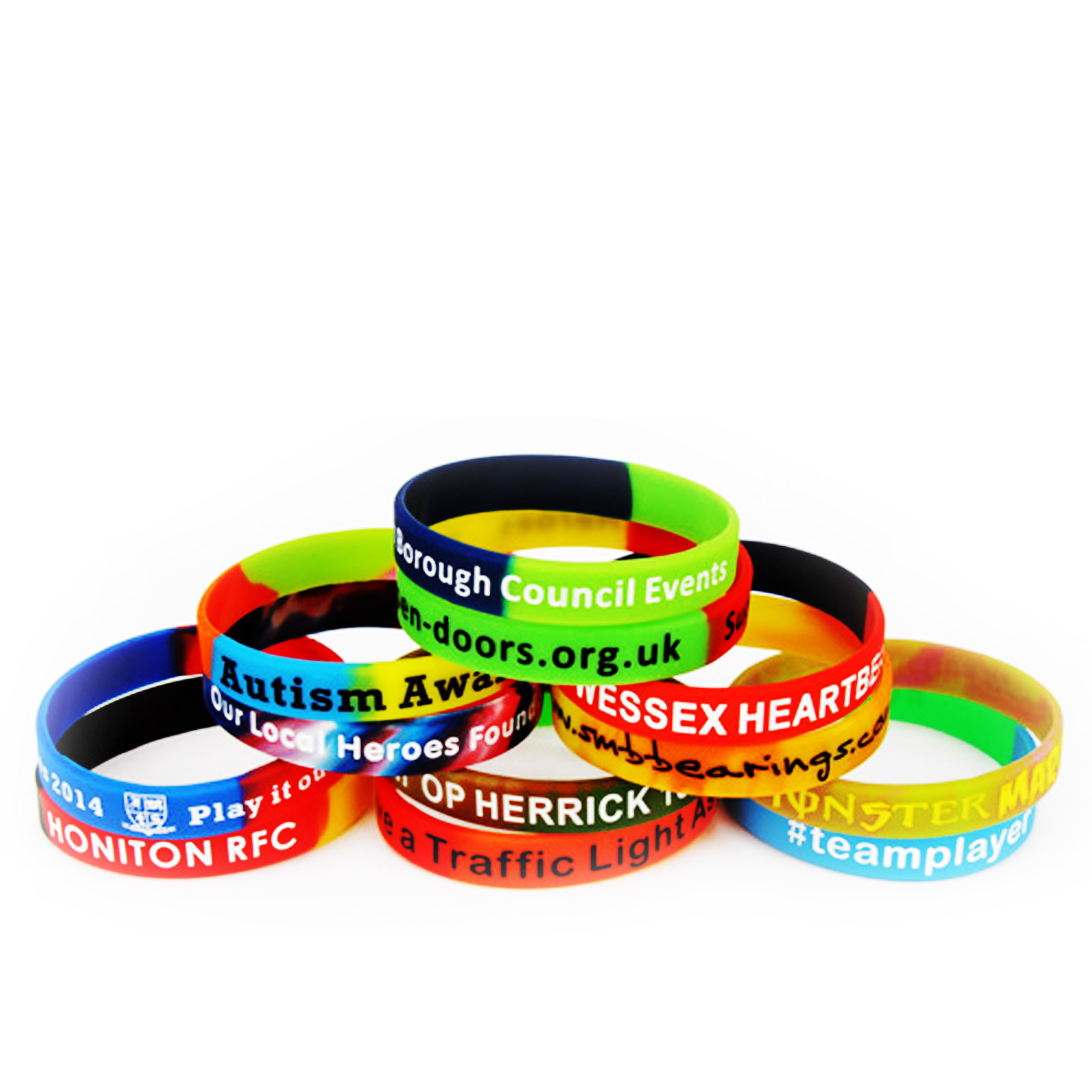 Color Filled Silicone Wristbands