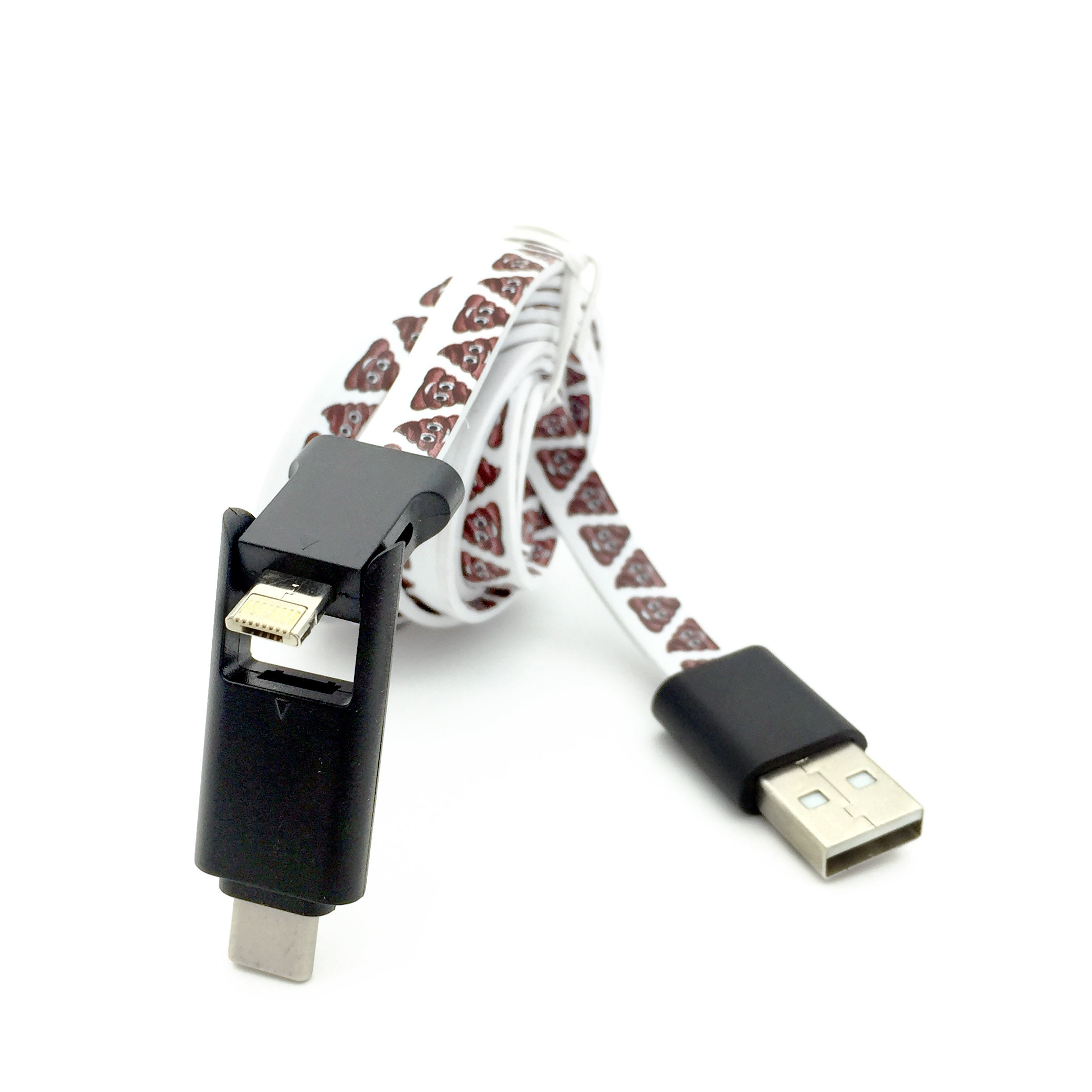 3 in 1 Flat Noodle USB Charging Cable Lanyard